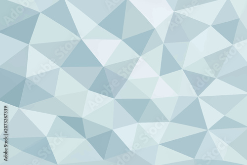Abstract low poly background with soft ice blue and grey geometric triangles.
