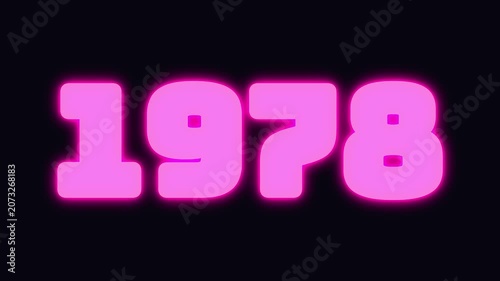 big year 1978 digits blinking with many glowing colors on black