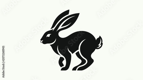 Sleek Rabbit Silhouette Icon, Isolated White Background