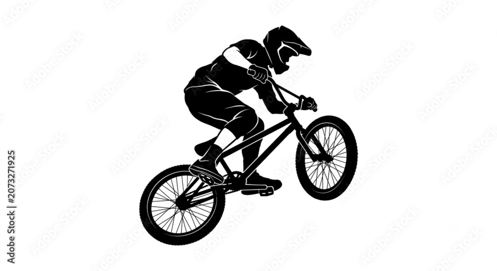 Fototapeta premium Extreme BMX Biker Performing Stunt Jump Silhouette