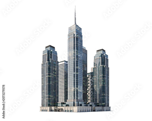 Konstfotografi Modern glass skyscraper buildings in a isolated on png transparent background is