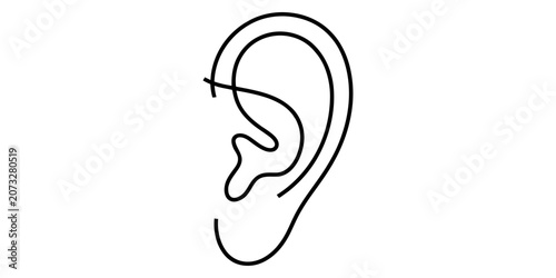 Canvastavla Simple black outline drawing of a human ear Vector, illustration