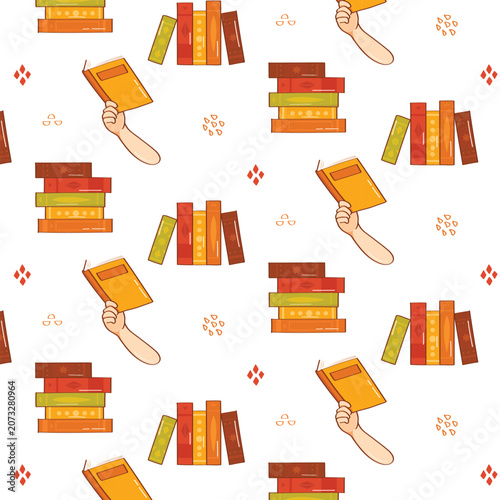 Autumn Books and Cozy Reading Seamless Pattern for Book Lovers, Library Decor and Stationery