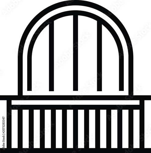 Architectural window with balcony railing linear icon building facade design element vector.