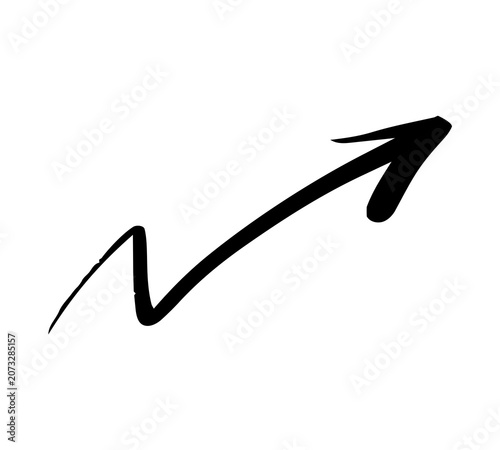 跳ね上がる手書きの上向き矢印 カーブ ベクター 黒