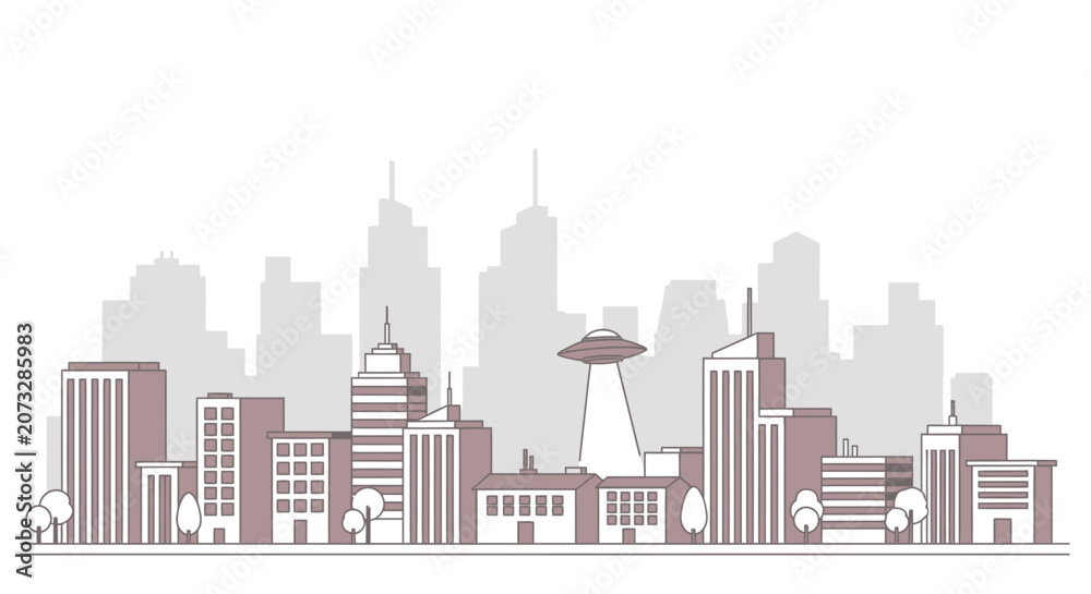 Fototapeta premium Modern City Skyline with Tall Buildings and Unique Architecture.