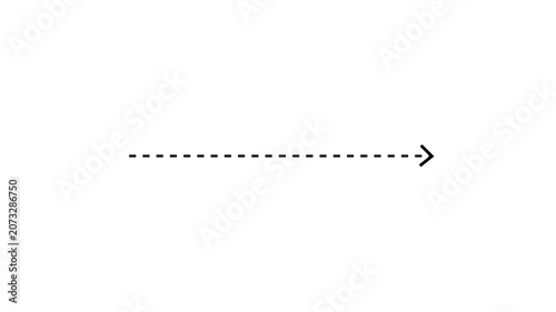 A simple black dashed horizontal arrow pointing to the right on a plain white background with no other elements present