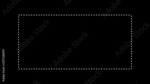 A black rectangular area enclosed by a dashed white border on a solid black background representing a selectable or defined space for content or an interface element