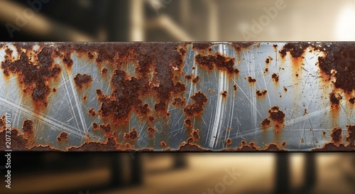 Close-up of a rusty metal bar with a textured surface.