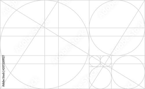 Geometric Circle Construction Grid with Blueprint Guidelines and Proportional Layout System for Logo Design, Graphic Composition and Vector Template