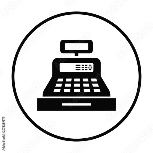 Cash register icon in circle
