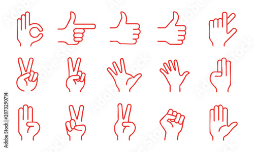 Modern Line Hand Communication Icons.