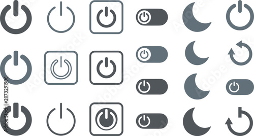Fotografie Power button vector switch toggle icon set for electric turn off standby isolate
