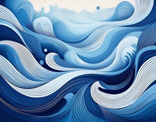 a serene abstract design featuring flowing patterns in shades of blue and white evoking a sense of tranquility and fluidity