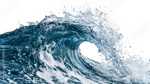 Fotografía Dynamic water wave with swirling foam and crest captured in a studio setting on