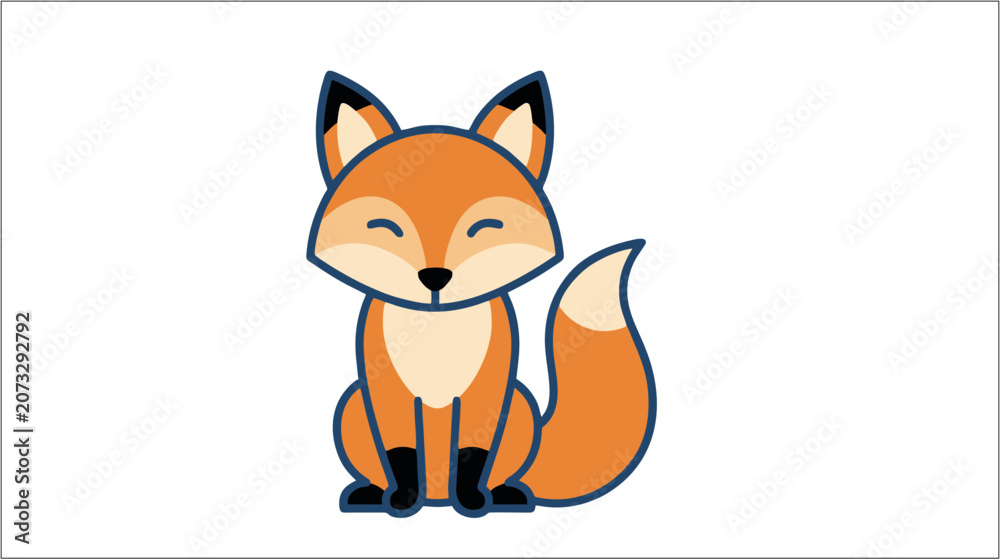 Fototapeta premium Cute Fox Cartoon Character Icon