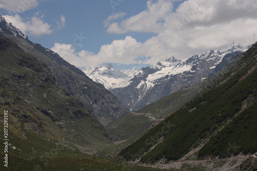 Mountains with sky and snow