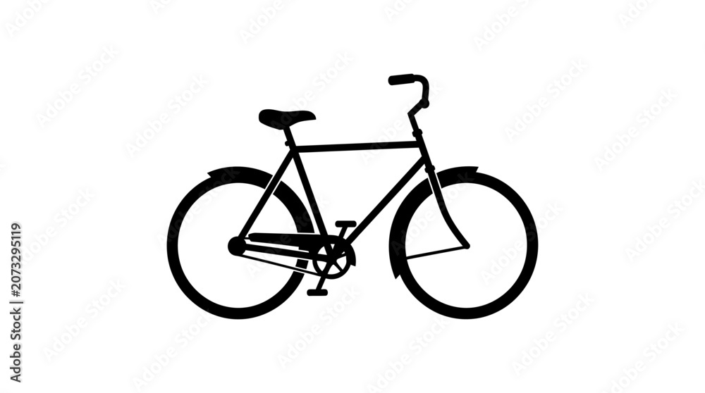 Fototapeta premium Vintage Bicycle Silhouette Against White Background bike