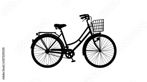 Tablou pe pânză Classic Bicycle With Basket Black Silhouette bike