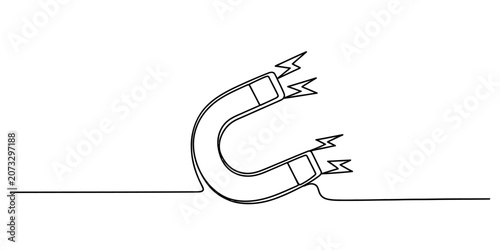 Canvas-taulu Continuous single line drawing of a metal magnet