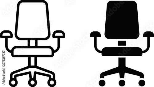 Obraz na plátne Two office chairs in different styles with wheels and armrests