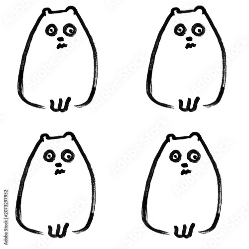 Tableau sur toile Worried Pear-Shaped Creature Doodle – Cute Anxious Monster Line Art – Cartoon E