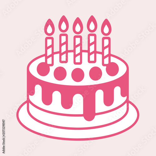 Birthday Cake With Candles Minimal Line Icon