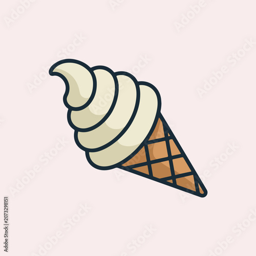 Soft Serve Ice Cream Cone Minimal Line Icon