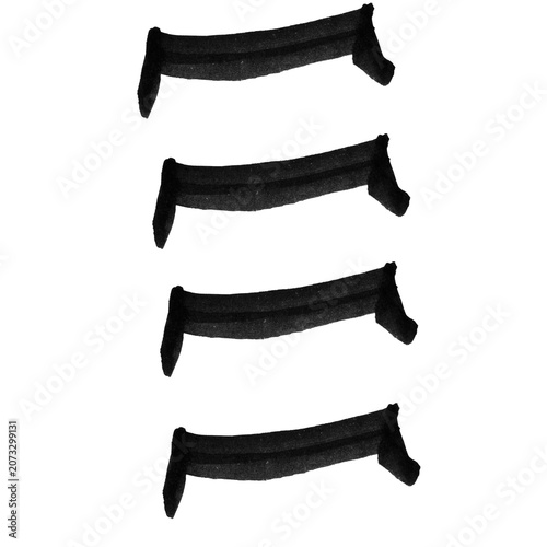 Set of Four Arched Curved Rubber Ribbed Strips Black Silhouette Vector