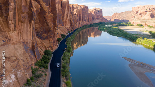 Aerial view of the Colorado River  West of Moab, Utah