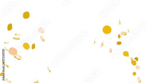 3D Gold Coin Currency Explosion PNG Transparent Background. Golden Coins Burst Explosion 3D Render Isolated PNG.