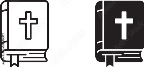 Canvastavla Bible, Holy Book, Cross Icon, Christian Symbol, Vector Graphics