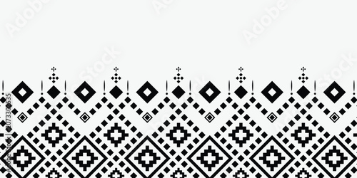 Quadro su tela Nature vintages cross stitch traditional ethnic pattern paisley flower Ikat back