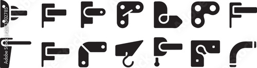 Door handle hardware elements featuring metal fixtures latches hinges knobs and furniture accessories for secure connections.