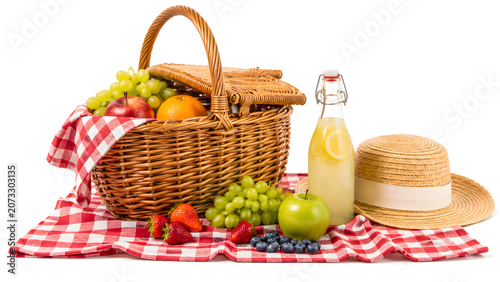 Summer Picnic Essentials Isolated on White Background