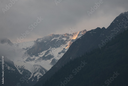 Mountains withvalley and snow