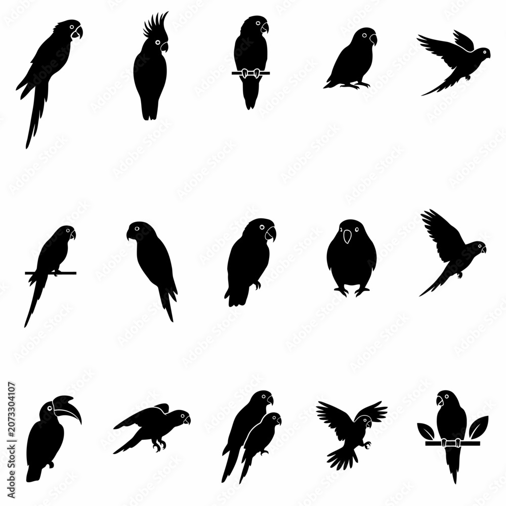 Fototapeta premium set of silhouettes of birds