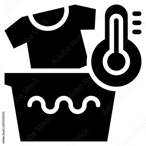 water temperature clothes clean laundry solid glyph icon