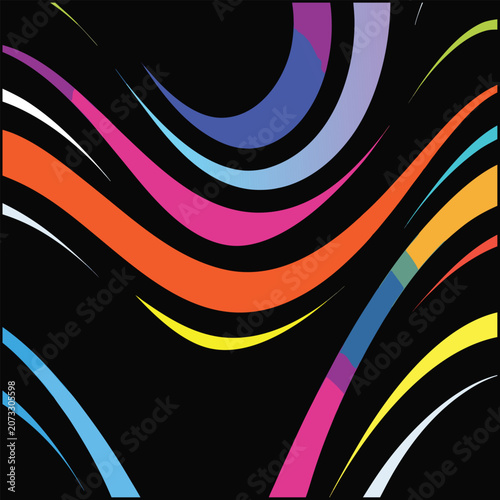 Colorful Abstract Rainbow Wave Flow Background with Dynamic Curves