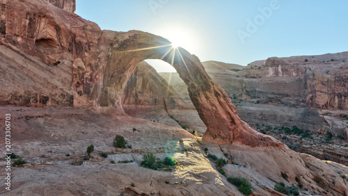 View of the Corona Arch at Sunrise, near Moab, Utah
