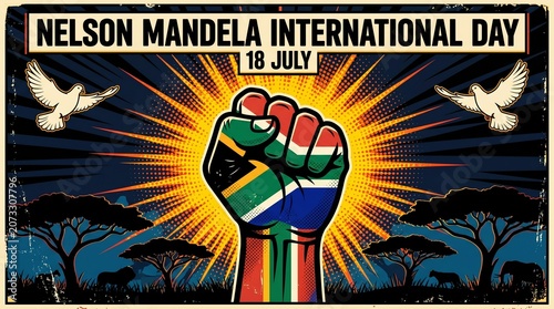 Nelson mandela international day celebration poster 