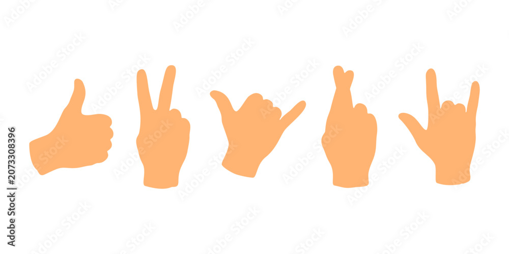 Fototapeta premium Collection of hand gesture silhouettes showing various signs