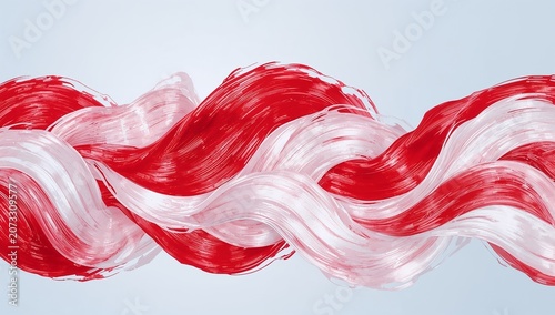 Abstract Red and White Swirling Paint Strokes on Light Background