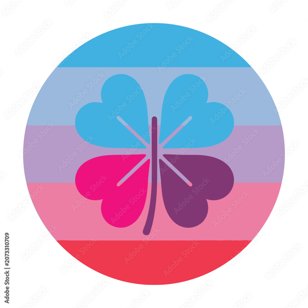 Fototapeta premium Colorful four leaf clover symbol luck charm