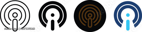 Fotografía Four Distinct Podcast Icon Variations In Horizontal Row