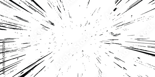 Photos Abstract monochrome radial speed lines background with fast motion zoom effect comic style vector illustration