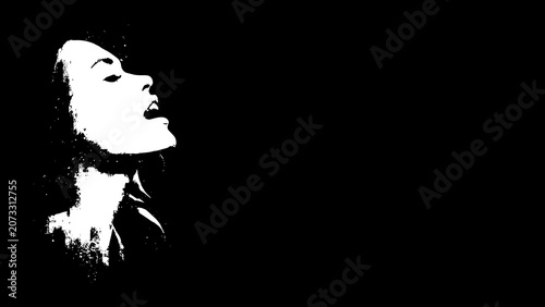 Photos Happy woman enjoying freedom and positive emotions – grunge silhouette isolated