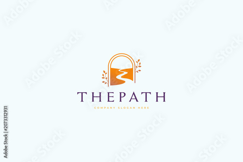 Winding road river, Path Logo design vector inspiration.