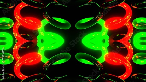 Green and Red Glossy Neon Spiral Kaleidoscope Background VJ Loop in 4K