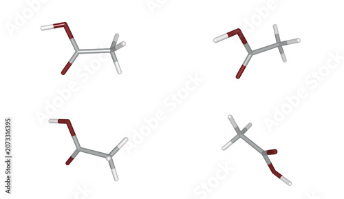 3D Molecular Structure Acetic Acid Ethanoic Acid CH3COOH Model Chemical Compound Scientific Visualization Industrial Manufacturing Ingredient Component Culinary Application, Chemistry Stick Render